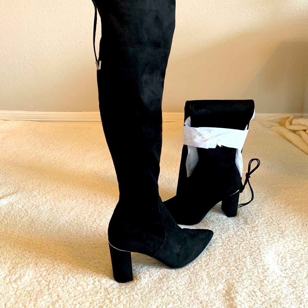 Marc Fisher Thigh High Black Suede Boots 9.5M
